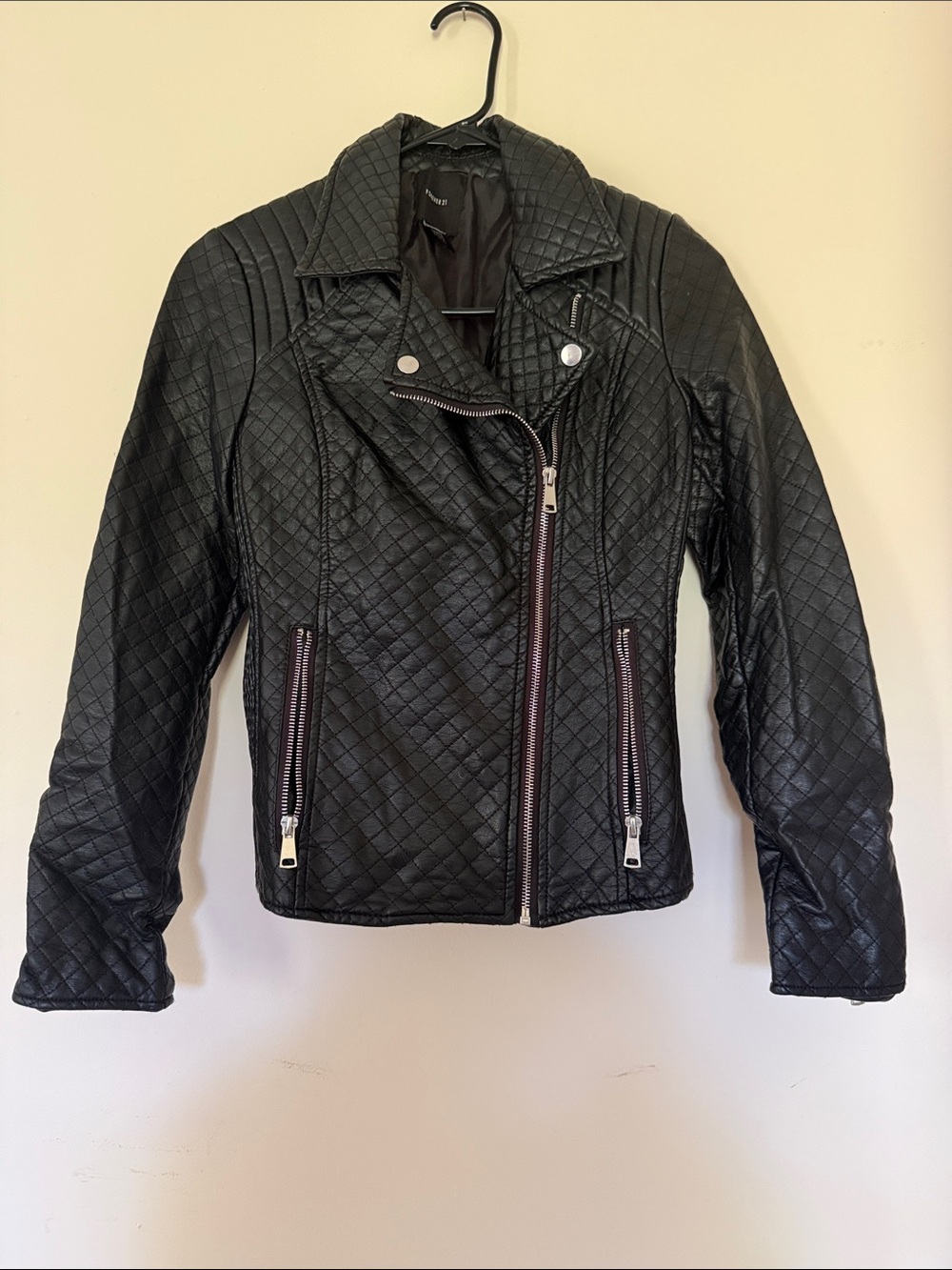 Quilted Asymmetric Zip Black Women's Moto Jacket